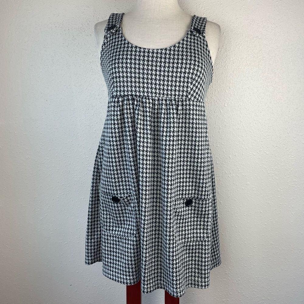 EUC Self Esteem Womens Gray and Black Checkered Midi Dress Size L